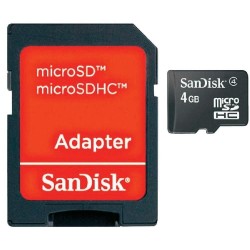 Memoria MicroSD SanDisk de 4GB Clase 4 + Adaptador SD
