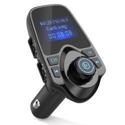 Transmisor Cargador FM LCD Bluetooth de Audio Para Autos Soporta USB, Salida Audio Aux 3.5mm