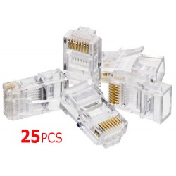 25pcs Conectores RJ45 para Cable de Red UTP