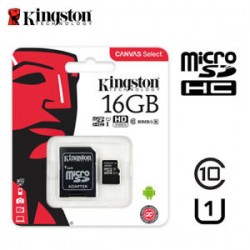 Memoria MicroSD Kingston de 16GB Clase 4 + Adaptador SD
